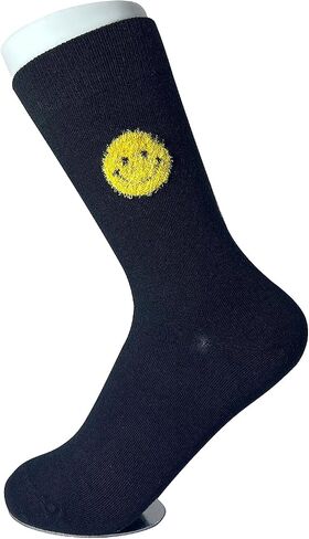 TBFT 4 pair Combed cotton socks packs dark color smile pattern novelty causal daily for athletic men or women, Muticolor, 5-10 in Saudi Arabia