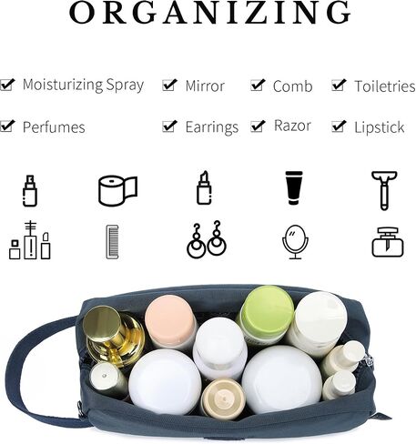 bagwise Toiletry Bag for Women and Men, Water-Repellent Shaving Bag for Toiletries Accessories, Unisex Door Room Essentials Hanging Dopp Kit for Men Toiletry Bag for Travel (Dark Blue) in Saudi Arabia