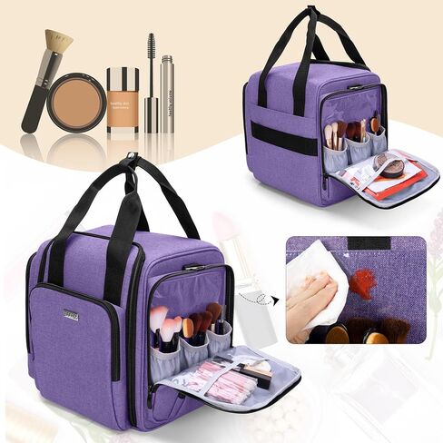 BAFASO Travel Makeup Bag with 4 Inner Removable Pouches, Multifunctional Cosmetic Bag Holds Makup/Hair Supplies (Patent Pending), Purple in Saudi Arabia