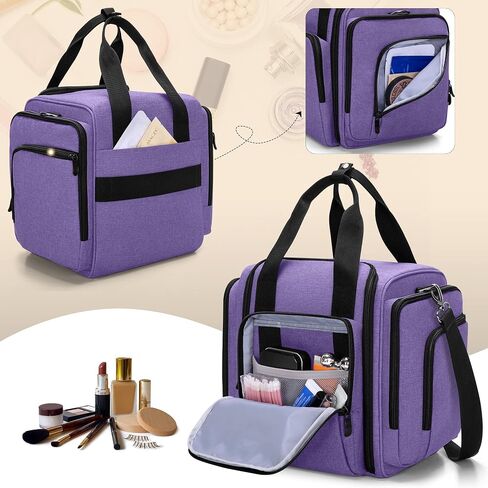 BAFASO Travel Makeup Bag with 4 Inner Removable Pouches, Multifunctional Cosmetic Bag Holds Makup/Hair Supplies (Patent Pending), Purple in Saudi Arabia