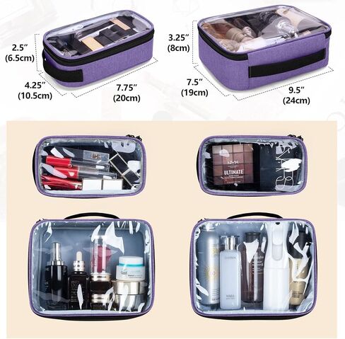 BAFASO Travel Makeup Bag with 4 Inner Removable Pouches, Multifunctional Cosmetic Bag Holds Makup/Hair Supplies (Patent Pending), Purple in Saudi Arabia