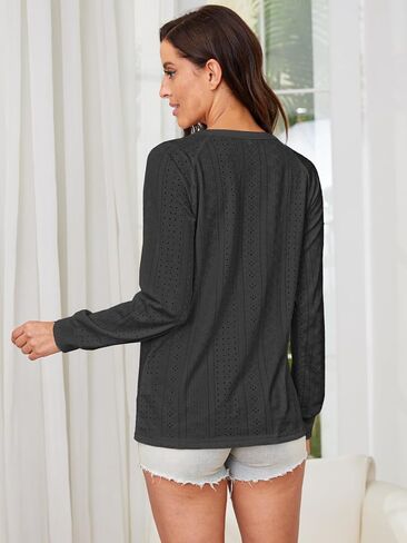 Lylinan Womens Tops 2023 Long Sleeve Shirts Crewneck Tunics for Women Fall Fashion Clothes Casual Trendy Blouses in Kuwait