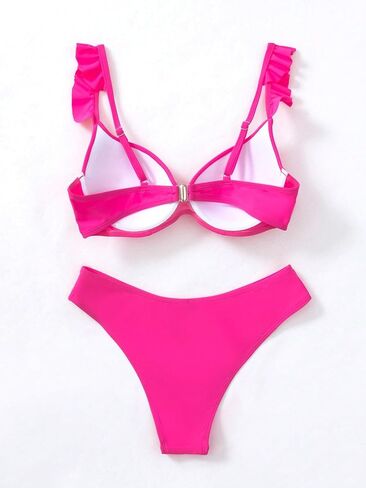 SweatyRocks Women's 2 Piece Bathing Suit Ruffle Spaghetti Strap Push Up Bikini Swimsuit in Saudi Arabia