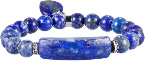 TUMBEELLUWA Healing Lapis Lazuli Crystal Stone Heart Charm Jewelry Set Crystal Energy Stretch Bracelet and Adjustable Carved Stone Heart Shape Pendant Necklace in Saudi Arabia