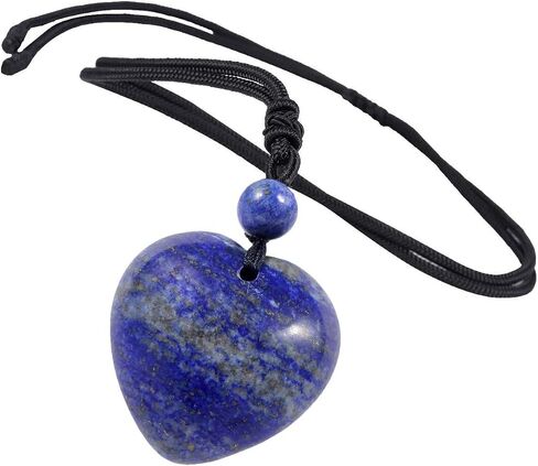TUMBEELLUWA Healing Lapis Lazuli Crystal Stone Heart Charm Jewelry Set Crystal Energy Stretch Bracelet and Adjustable Carved Stone Heart Shape Pendant Necklace in Saudi Arabia