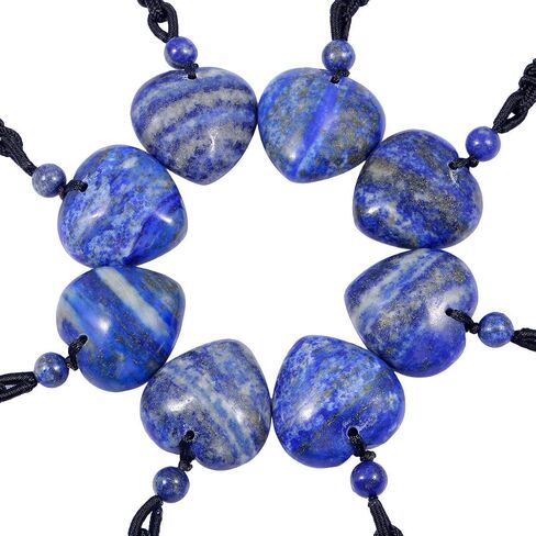 TUMBEELLUWA Healing Lapis Lazuli Crystal Stone Heart Charm Jewelry Set Crystal Energy Stretch Bracelet and Adjustable Carved Stone Heart Shape Pendant Necklace in Saudi Arabia