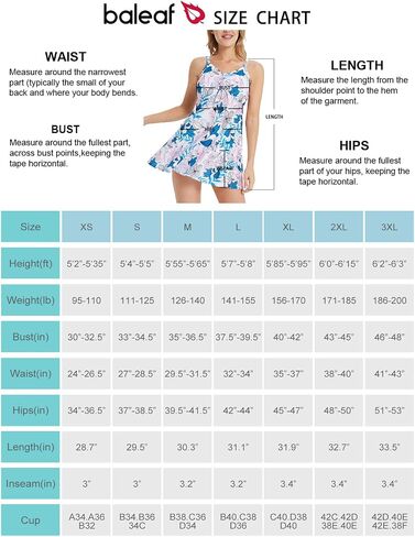 BALEAF Women's Swim Dress Two Piece Swimsuit Floral Bathing Suit Adjustable Swimdress with Boyshorts in Saudi Arabia