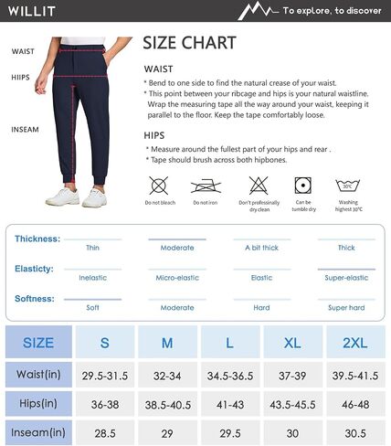 Willit Men's Golf Joggers Stretch Slim Fit Sweatpants Running Travel Work Pants with 5 Pockets in Saudi Arabia