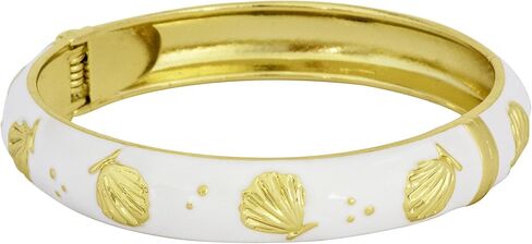 Spring Hinge Enamel Seashell Bangle Bracelet in Saudi Arabia