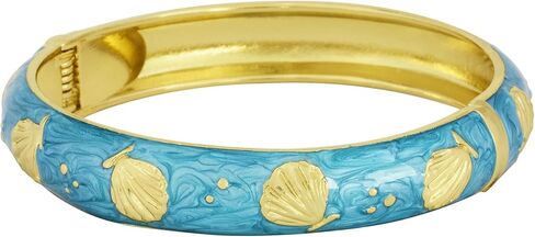 Spring Hinge Enamel Seashell Bangle Bracelet in Saudi Arabia