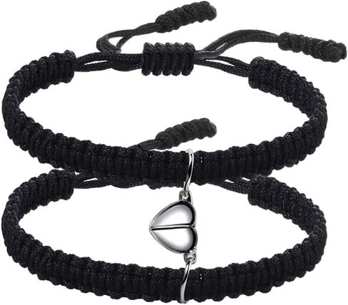 الملونة بلينغ 2pcs الصداقة الأزواج أساور الحب القلب الجذب المسافة مطابقة سوار عاشق الهدايا لصديقها صديقة العلاقة المجوهرات in Saudi Arabia