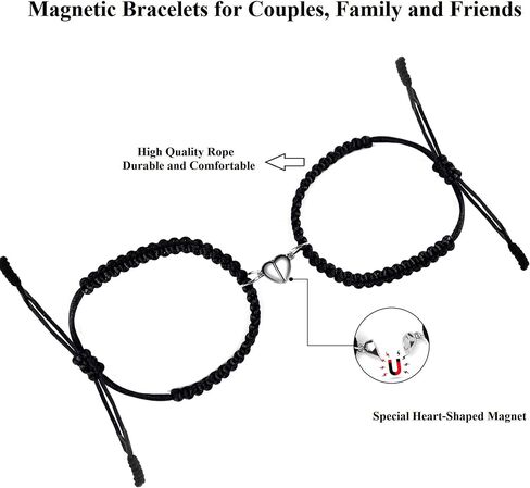 الملونة بلينغ 2pcs الصداقة الأزواج أساور الحب القلب الجذب المسافة مطابقة سوار عاشق الهدايا لصديقها صديقة العلاقة المجوهرات in Saudi Arabia