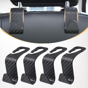 4 قطع خطافات مسند رأس مقعد السيارة، خطاف خلفي قوي مخفي للكرسي، خطاف مسند رأس تخزين السيارة، ملحقات داخلية للسيارة، عالمية للمحفظة وحقيبة البقالة (ألياف الكربون أسود) in Kuwait