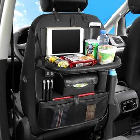 Car Seat Back Organizer with 4 USB Charger Car PU Leather Backseat Organizer Travel Multifunction Storage Pocket Universal Auto Interior Accessories