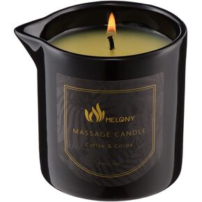 MELONY Massage Oil Candle for Pure Relaxation- 8.1 oz- Moisturizing Essential Oil Body Massage Candle for Home Spa- Amazing Gift for Women & Men (BlackBerry & Bay)