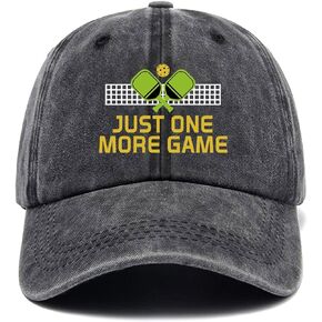 Just One More Game,Funny Hats,Pickleball Hats for Men Women,Vintage Caps,Adjustable Cotton Baseball Cap for Men Women Black