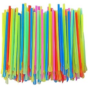 8'' Unwrapped Snow Cone Spoon Straw Assorted Bright Colors. Pack of 800ct.