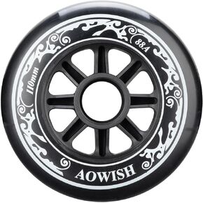 110mm Speed Inline Skate Wheels 110 mm Roller Blades Wheel 88A Outdoor Speed Skating Shoes Replacement Wheels, Black, Set of 3
