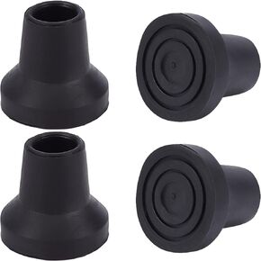 GORGECRAFT 4PCS Replacement Cane Tips 1 Inch Plastic Black Attachment Base Grip Durable Universal Sizing Walking and Standing Stick Accessories for Women Men Seniors Elderly