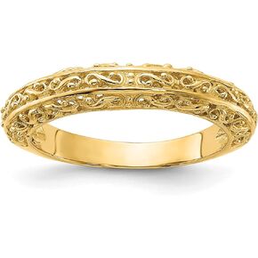 Avariah 14k Yellow Gold 3mm Filigree Wedding Band - Ring Size 6.0