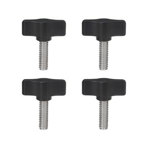 Zeberoxyz 4pcs 1/4"-20 x 1" Thumb Screws Stainless Steel with Black Aluminum Knob Standard/Coarse Thread Thumbscrew-Length: 1" (Size: 1")