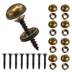 Brass Decorative Screws with Caps, 8Pcs Self Tapping Screw Decorative Cover, Cabinet Doors and Window Screws Fastener, Mirror Screws, Wood Handcrafted for Furniture Fixing(9mm)