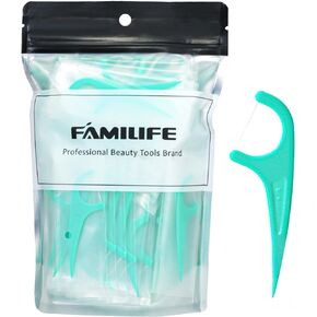 Dental Floss, FAMILIFE Unwaxed Dental Floss Picks Unflavored Fluoride Free Back Teeth Toothpicks Flossing Flossers Threaders Sticks with 4 Travel Handy Cases 120 Count