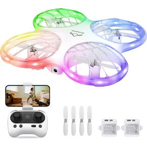 Ameta RC Drones for Kids Adults with 1080P HD FPV Camera, Cool Toys Gifts for Boys Girls, Hobby RC Quadcopter with Cool LED Light, Propeller Full Protect and Long Flight Time, Morpho Drone with Camera