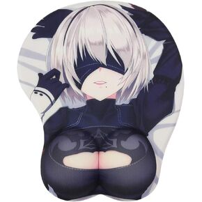 Computer Mouse Mat Gaming Mouse Pad Anime Ergonomic Cute Mouse Pad with Gel Wrist Support, Non Slip (Black)