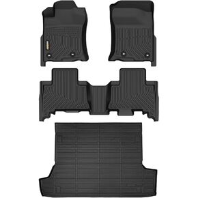 سجادات أرضية Binmotor وبطانة شحن لسيارة Toyota 4Runner 2013-2024، سجادات السيارة لجميع الأحوال الجوية 4Runner4، TPE 3D Lser المطاطية بطانات أرضية Cargo Mat Trunk مناسبة خصيصًا لسيارة Toyota 4 Runner