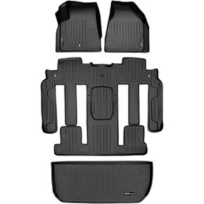 SMARTLINER Custom Fit 2 Row & Cargo Liner Behind The 3rd Row Black Floor Mat Liner Set Compatible with 2009-2017 Buick Enclave/ 2009-2017 Chevrolet Traverse (Only with 2nd Row Bucket Seats)