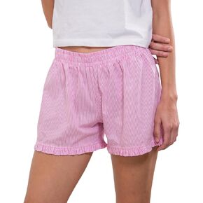 Y2K Plaid Shorts for Women Ruffle Hem High Waist Gingham Shorts Lounge Pajama Boxer Shorts Pj Bottom Going Out Shorts