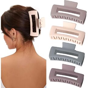 5“ Extra Large Claw Clips for Thick Hair, 4PCS XL Claw Clips for Thick, Long Hair, Strong Grip Matte Big Large Hair Clips for Thick Hair Neutral Jumbo Claw Clips