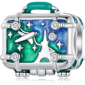 الحب السفر الأخضر حقيبة سحر 925 فضة الذكية العالمية السفر سحر صالح باندورا سحر سوار مجوهرات هدايا للنساء in Kuwait