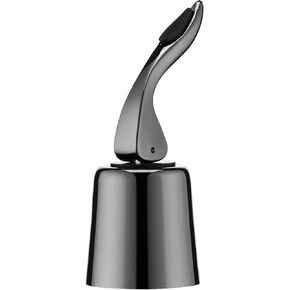 Wine Stoppers for Wine Bottles with Stainless Steel Vacuum Wine Bottle Stopper with Silicone Reusable Wine Corks, Leak proof Keep Fresh Suitable for Red&White Bottle (Black, 1 Pack)
