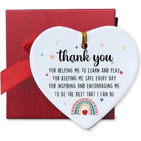Teacher Appreciation Gifts Ornament Keepsake Hanging Heart Ceramics Plaque for Teacher, Birthday Christmas Teacher Gifts for Women from Student