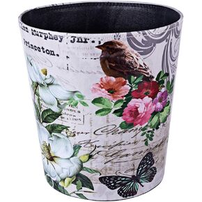 10L Wastebasket Retro Decorative Trash Can Waterproof PU Leather Wastebasket Without Lid for Kitchen, Office, Living Room, Bedroom