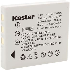 Kastar Digital Camera Battery Replacement for Kodak KLIC-7005, Fujifilm NP-40 NP-40N, DMW-BCB7 CGA-S004 CGA-S004A, Pentax D-Li8 D-Li85, Benq DLI-102, Samsung SLB-0737, Sanyo NP-40 UF553436