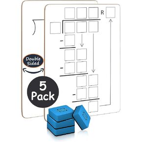 SCRIBBLEDO 5 Pack Dry Erase Division White Boards 9x12Inch Lapboard Double Sided Math Manipulatives Long Division Practice Lapboards for Kids Students, Classroom and Home 5 Whiteboard Erasers Included