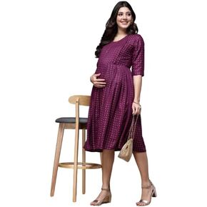 كورتيس تغذية أناركالي رايون مطبوع من MF MITTAL FASHION للنساء مع سحاب | التمريض المثالي للأم الجديدة | كورتا الأمومة