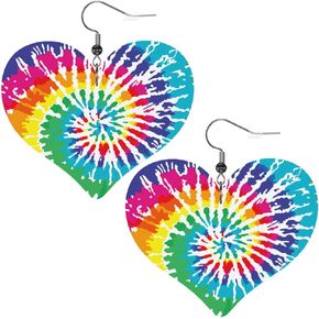 Dominica Flag Faux Leather Earrings For Women Girls Lightweight Heart Dangle Earrings Gift