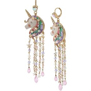 Betsey Johnson Unicorn Fringe Chandelier Earrings