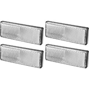 4pcs 3.46"x1.26" Universal Reflector - Rectangle Motorcycle Bike Safety Reflector Increase Visibility and Safety on The Road - Plastic White