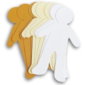Paper Dolls Shapes Cutouts -White Tan Brown - 10 Count