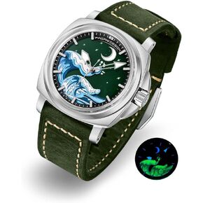 PAGANI DESIGN Automatic Watches for Men NH35 Mechanical Movement Classic Vintage Leather Strap, Super Luminous Dial and Hands Scale, 100M Waterproof