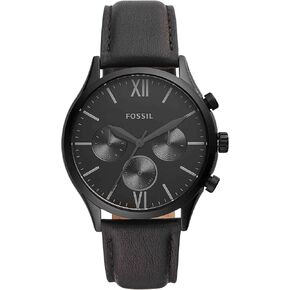 Fenmore Midsize Multifunction Black Leather Watch in Kuwait