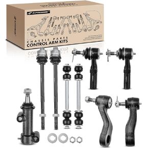 A-Premium Set of 9, Front Sway Bar Link, Inner Outer Tie Rod End, Idler Arm & Bracket, Pitman Arm, Compatible with Chevrolet & GMC & Hummer - 2001-2012 - Silverado Suburban Avalanche Sierra Yukon H2