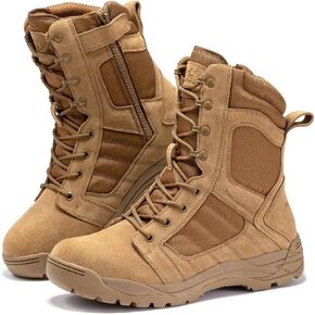 Tactical Boots for Men Side Zipper 8 Inch Lightweight Comfortable Military Hiking Boots(BMP110)