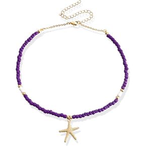 YANCHUN Beach Necklace Starfish Charm Necklace Shell Choker Necklace for Women Boho Beaded Necklace Summer Outfits for Women 2024 in Saudi Arabia