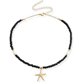 YANCHUN Beach Necklace Starfish Charm Necklace Shell Choker Necklace for Women Boho Beaded Necklace Summer Outfits for Women 2024
